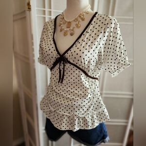 Polka Dot V-Neck Blouse